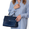 Prada Navy Crocodile Leather Tote Bag