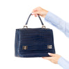 Prada Navy Crocodile Leather Tote Bag