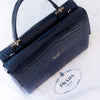 Prada Navy Crocodile Leather Tote Bag