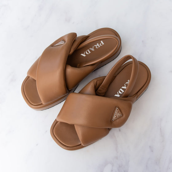 Prada Soft Padded Leather Slingback Sandals