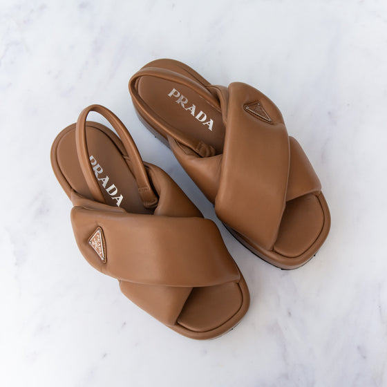 Prada Soft Padded Leather Slingback Sandals