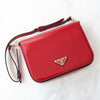 Prada Spazzolato Red Leather Shoulder Bag