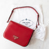 Prada Spazzolato Red Leather Shoulder Bag