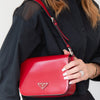 Prada Spazzolato Red Leather Shoulder Bag