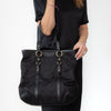 Lauren By Ralph Lauren Black Fabric And Leather Equestrian Bag