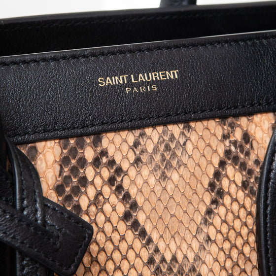 Saint Laurent Black And Python Sac De Jour Bag