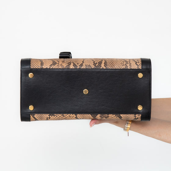 Saint Laurent Black And Python Sac De Jour Bag