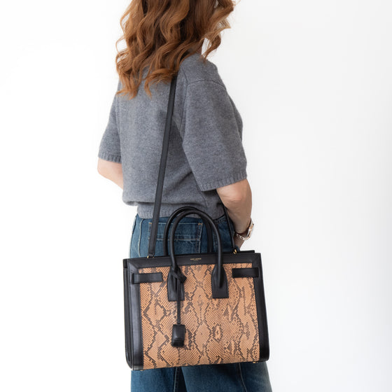 Saint Laurent Black And Python Sac De Jour Bag