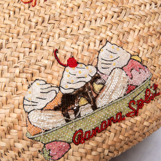 Anya Hindmarch Beaded Sequin Banana Split Straw Pool Tote Bag