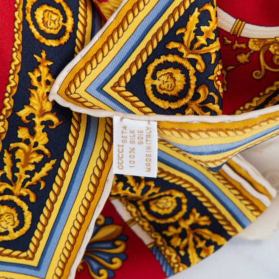 Vintage Gucci Chair Print Silk Scarf