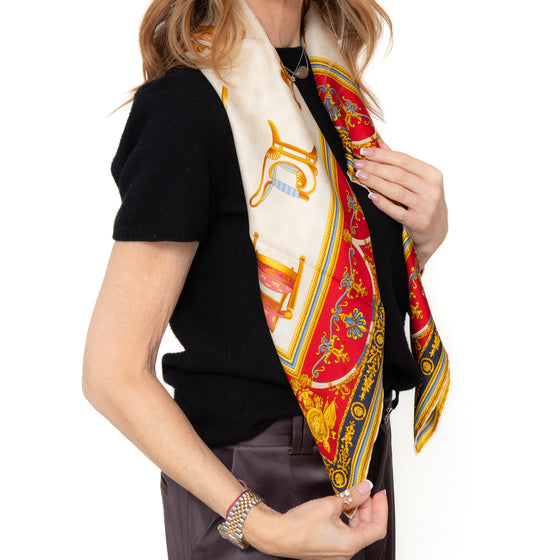 Vintage Gucci Chair Print Silk Scarf
