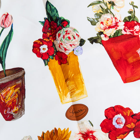 Gucci Silk Flower Pot Printed Scarf