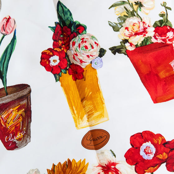 gucci plant pot Gucci Silk Flower Pot Printed Scarf – EVEYSPRELOVED