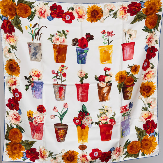 Gucci Silk Flower Pot Printed Scarf