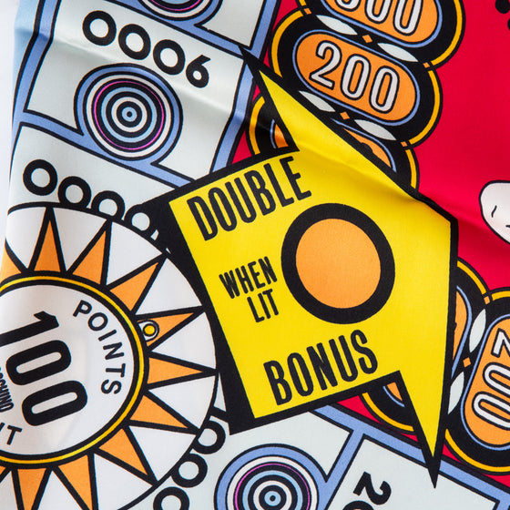 Moschino Pop Art Pinball Machine Super Hero Silk Scarf