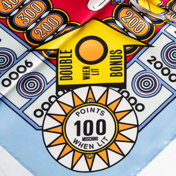 Moschino Pop Art Pinball Machine Super Hero Silk Scarf