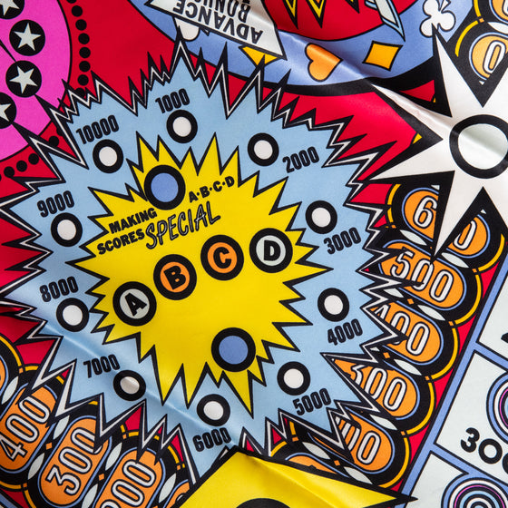 Moschino Pop Art Pinball Machine Super Hero Silk Scarf