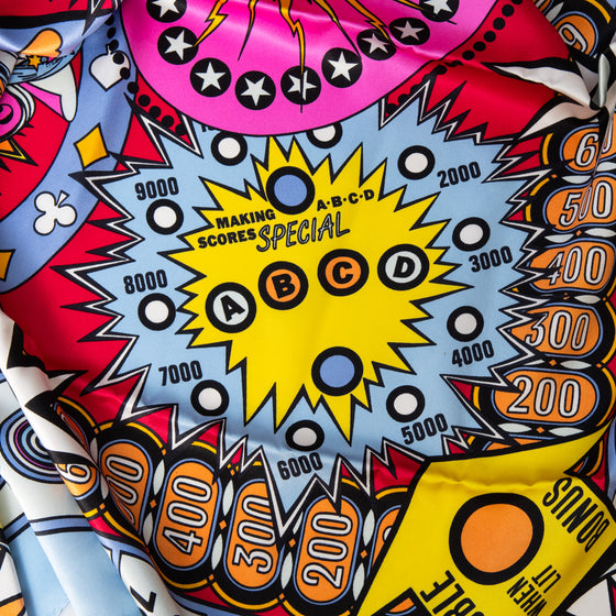 Moschino Pop Art Pinball Machine Super Hero Silk Scarf