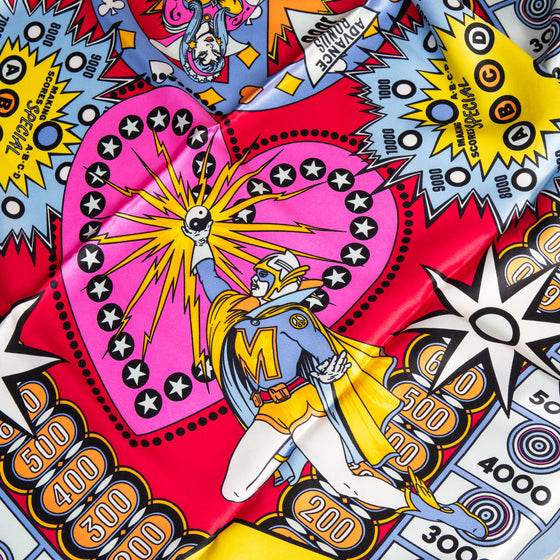 Moschino Pop Art Pinball Machine Super Hero Silk Scarf