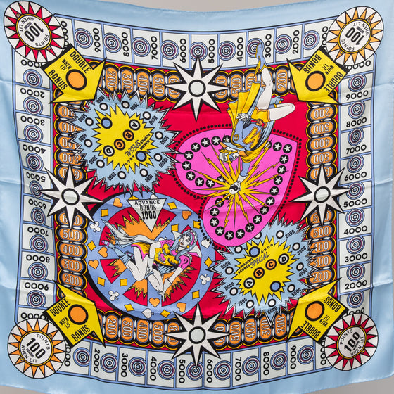 Moschino Pop Art Pinball Machine Super Hero Silk Scarf