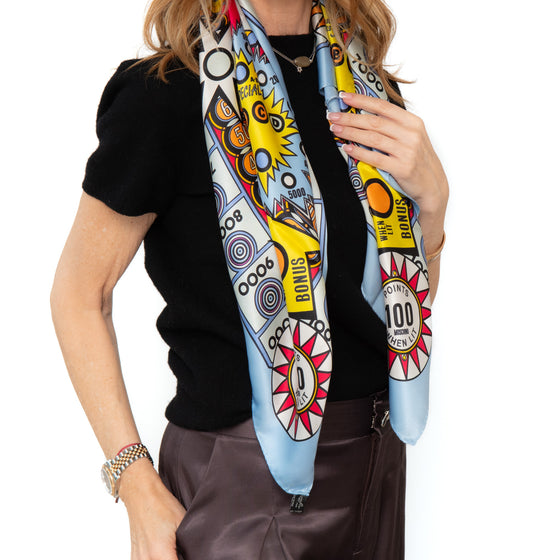Moschino Pop Art Pinball Machine Super Hero Silk Scarf