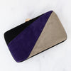 Sergio Rossi Purple Grey Black Suede Clutch Box Bag