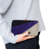 Sergio Rossi Purple Grey Black Suede Clutch Box Bag