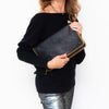 Stella McCartney Black Faux Leather Falabella Chain Clutch Bag