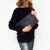 Stella McCartney Black Faux Leather Falabella Chain Clutch Bag