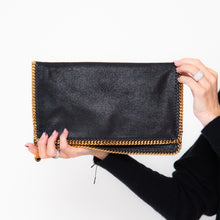  Stella McCartney Black Faux Leather Falabella Chain Clutch Bag