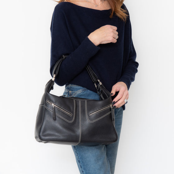 Tods Black Leather  Shoulder Bag