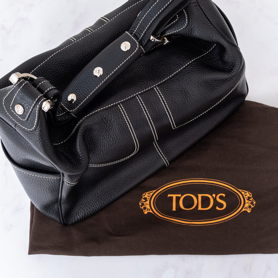 Tods Black Leather  Shoulder Bag