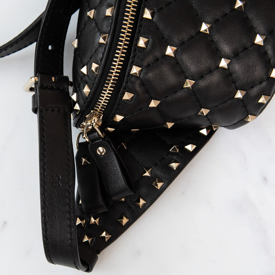 Valentino Garavani Rockstud Black Leather Belt Bag