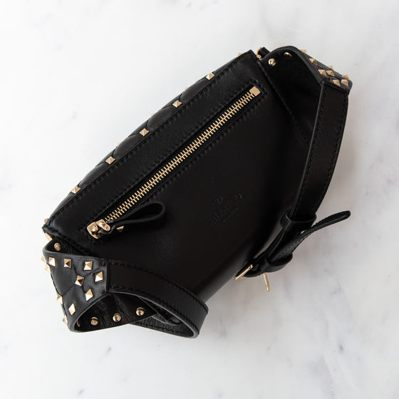 Valentino Garavani Rockstud Black Leather Belt Bag