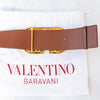 Valentino Garavani Black And Tan V Logo Leather Belt