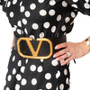Valentino Garavani Black And Tan V Logo Leather Belt