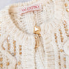 Valentino Garavani Cream Sequin Embellished Poncho Cardigan