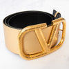 Valentino Garavani Metallic Gold V Logo Leather Belt