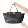 Valentino Garavani Rockstud  Black Leather Medium Trapeze Tote Bag