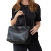 Valentino Garavani Rockstud  Black Leather Medium Trapeze Tote Bag