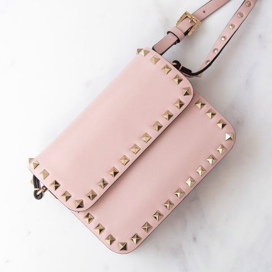 Valentino Garavani Rockstud Small Pink Leather Crossbody Bag