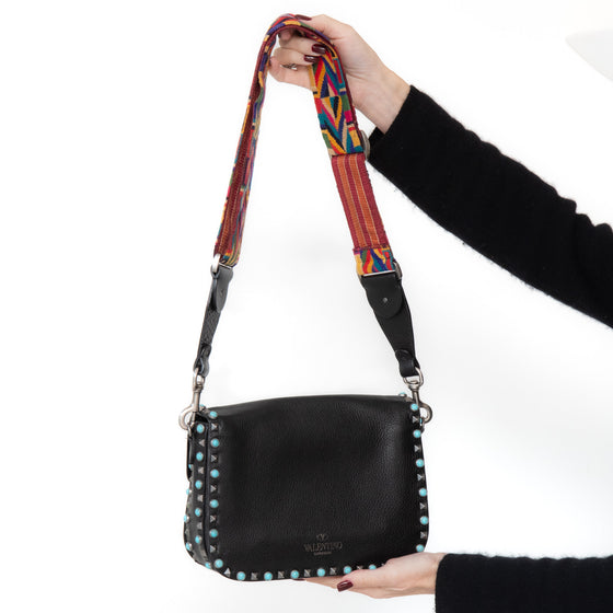 Valentino Garavani Black Leather Rockstud Bag