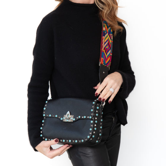 Valentino Garavani Black Leather Rockstud Bag