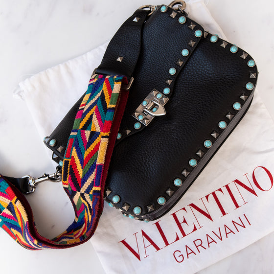 Valentino Garavani Black Leather Rockstud Bag