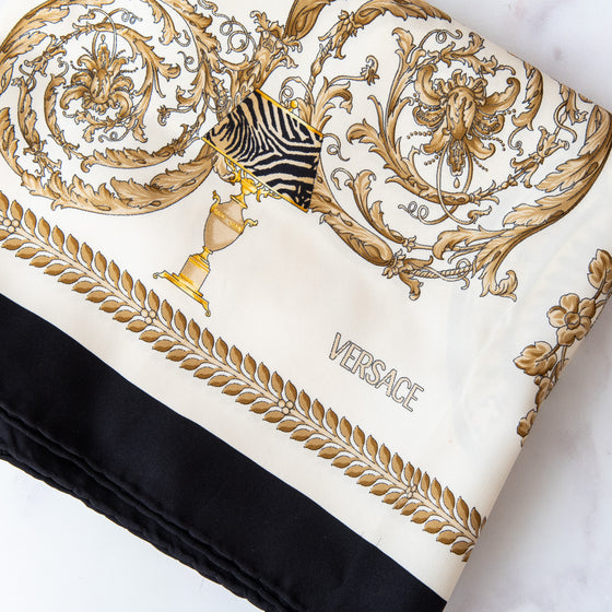 Versace Cream Silk Scarf