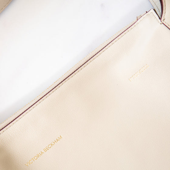 Victoria Beckham Off White Leather Half Moon Hobo Bag