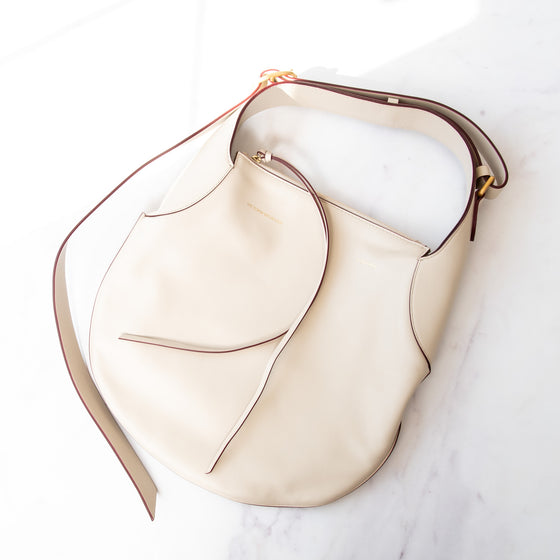 Victoria Beckham Off White Leather Half Moon Hobo Bag