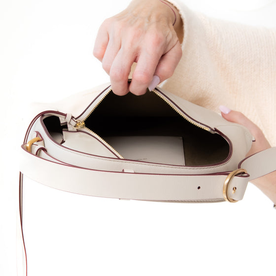 Victoria Beckham Off White Leather Half Moon Hobo Bag