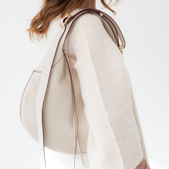 Victoria Beckham Off White Leather Half Moon Hobo Bag