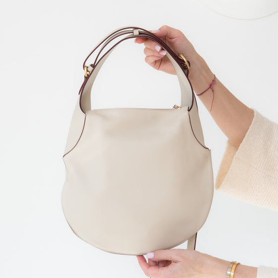 Victoria Beckham Off White Leather Half Moon Hobo Bag